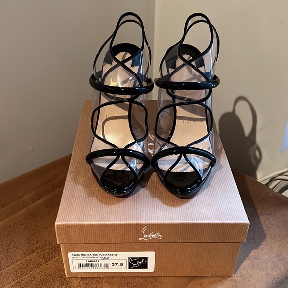 Authentic Christian Louboutin Aqua Ronda 120 PVC Patent EU37.5 US7 - Picture 2 of 8